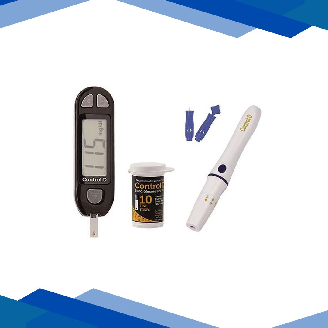 Control D Blood Glucose Meter with 25 Strips, Swabs & Lancets