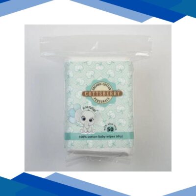 Cottsberry Organic Cotton Large Baby Wipes (Dry) with Aloevera 50’s
