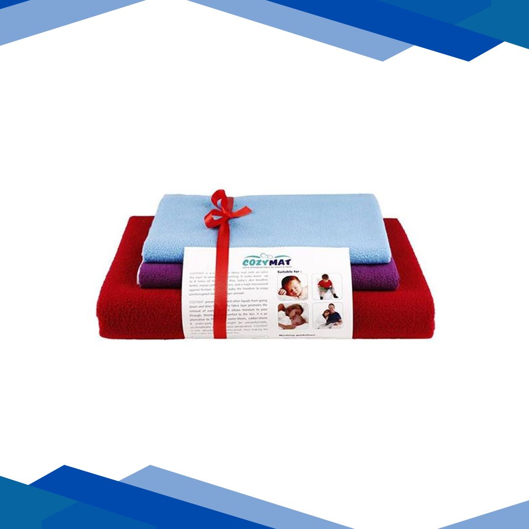 Cozymat Waterproof Bed Protector Combo – Cherry Red (L) + Plum & Firoza (S)
