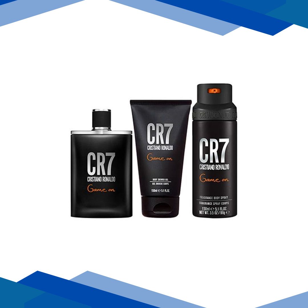 CR7 Cristiano Ronaldo Game on Gift Set (Eau De Toilette 100ml + Shower Gel 150ml + Body Spray 150ml) 3’s