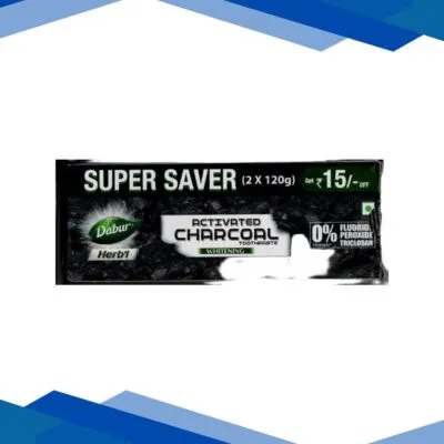 Dabur Herbal Activated Charcoal Whitening Toothpaste (Pack of 2 x 120 gm)