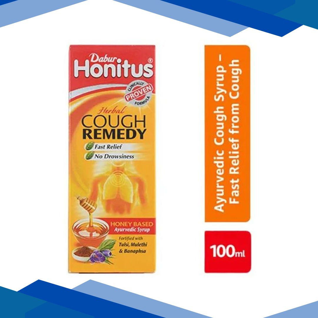Dabur Honitus Herbal Cough Remedy With Tulasi,Mulethi & Banasphsa Syrup 100 ml