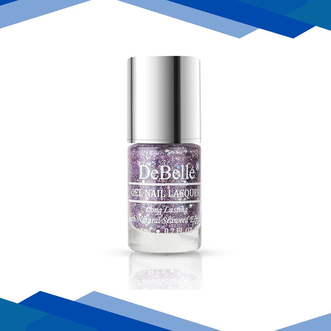 DeBelle Gel Nail Lacquer Tatiana Tassles (Clear Light Purple with Chunky Glitter) 6 ml