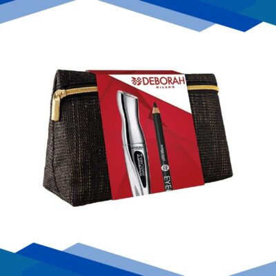Deborah Milano Black Pochette With Extraordinary 5-In-1 Mascara + Black Eyeliner Eyepencil 12 gm