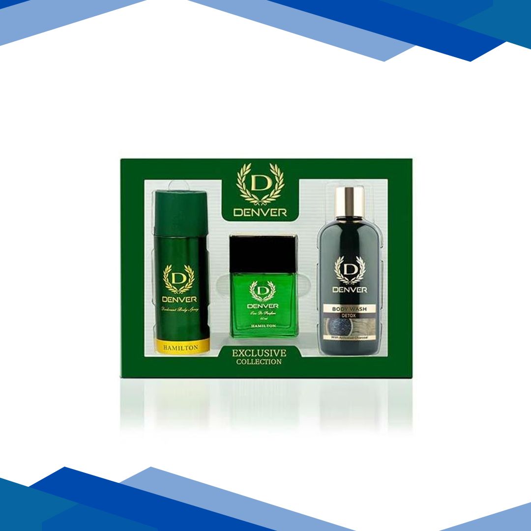 Denver Gift Set for Men- Hamilton Deo(165ml) + Hamilton Perfume(60ml) + Detox Body Wash(325ml) 1’s
