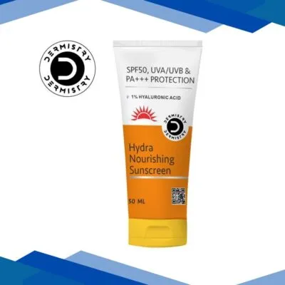Dermistry 1% Hyaluronic Acid Hydra Nourishing Sunscreen SPF 50 UVA UVB PA+++ Protection 50 ml