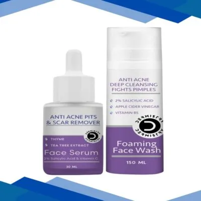 Dermistry 2% Salicylic Acid Anti Acne Foaming Face Wash 150 ml + Anti Acne Pits and Scar Remover Face Serum 30 ml
