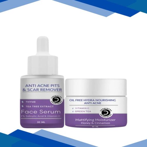Dermistry Oil Free Hydra Nourishing Anti Acne Mattifying Moisturizer Honey And Cinnamon 50 ml + Anti Acne Pits And Scar Remover Face Serum 30 ml