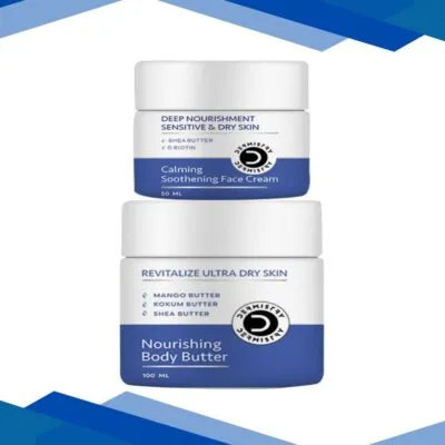 Dermistry Revitalize Ultra Dry Skin Nourishing Body Butter 100 ml + Sensitive And Dry Skin Calming Soothening Face Cream 50 ml
