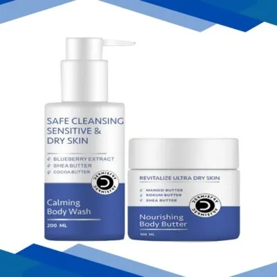 Dermistry Safe Cleansing Sensitive & Dry Skin Calming Body Wash 200 ml + Revitalize Ultra Dry Skin Nourishing Body Butter 100 ml