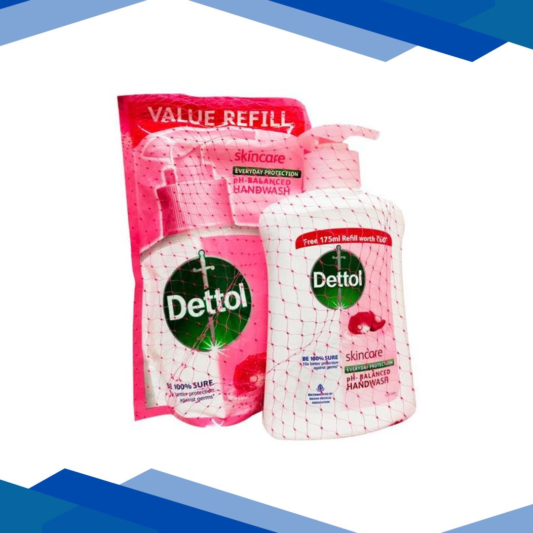 Dettol Handwash Combo Pack (Skincare 200 ml + Skincare Refill 175 ml)