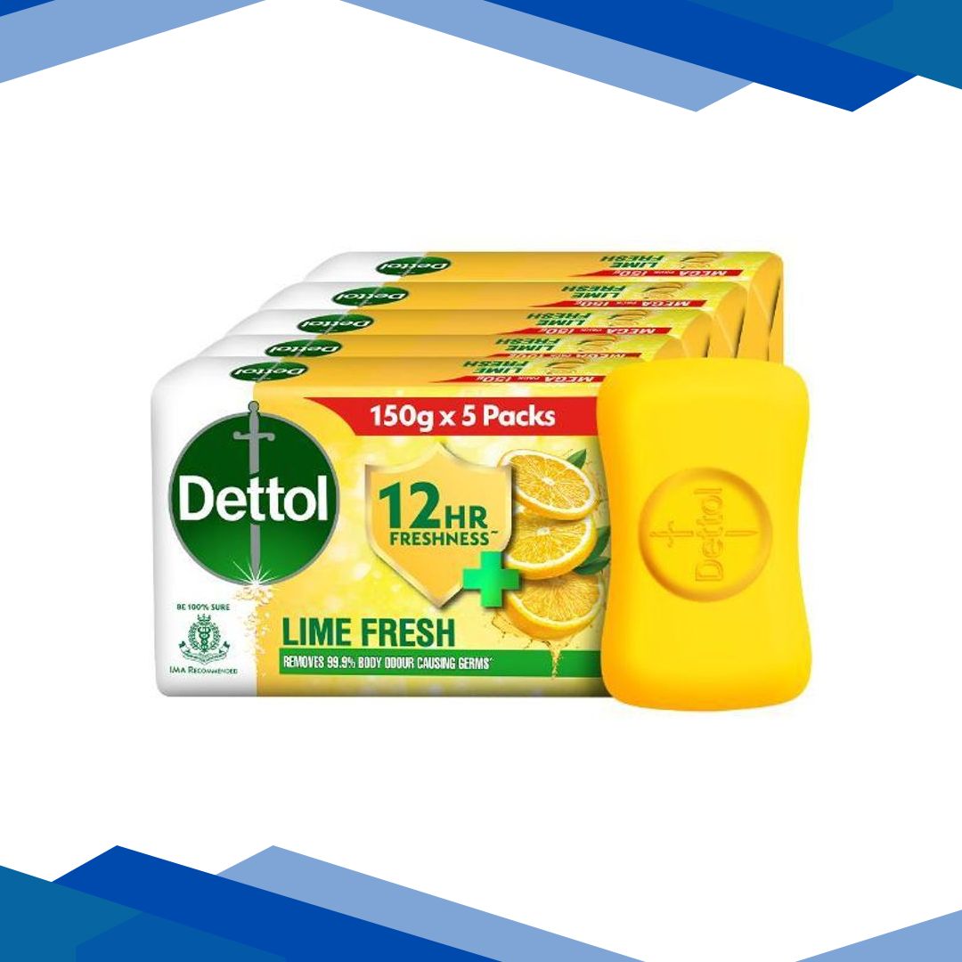 Dettol Soap – Lime Fresh (Pack of 5 x 150 g)