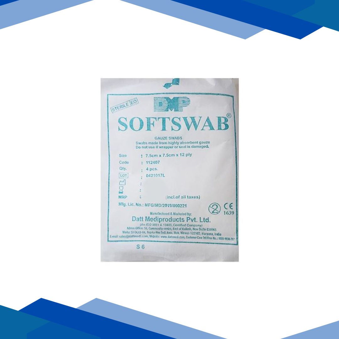 DMP Softswab Gauze Swabs (112407) (7.5 cm x 7.5 cm x 12 Ply) 4’s