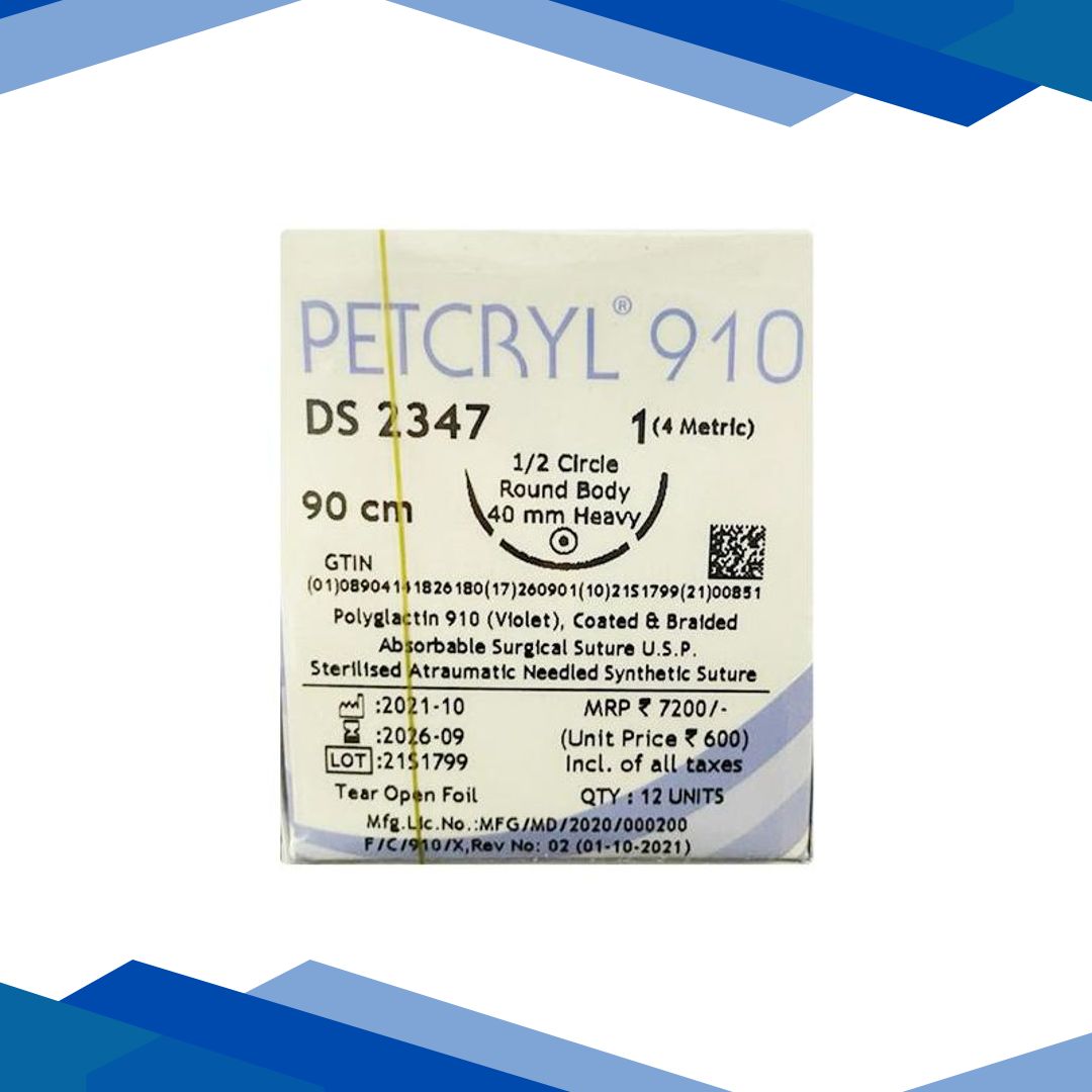 Dolphin Petcryl Polyglactin 910 Coated & Braided Suture (DS 2347) (90 cm) – Violet