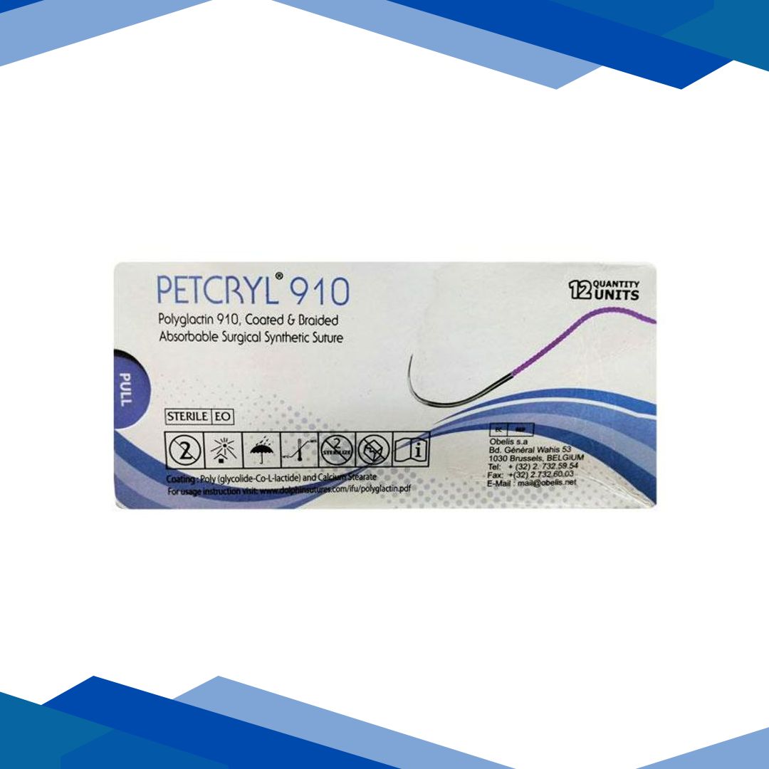 Dolphin Petcryl Polyglactin 910 Coated & Braided Suture (DS 2421) (90 cm) – Violet 1’s