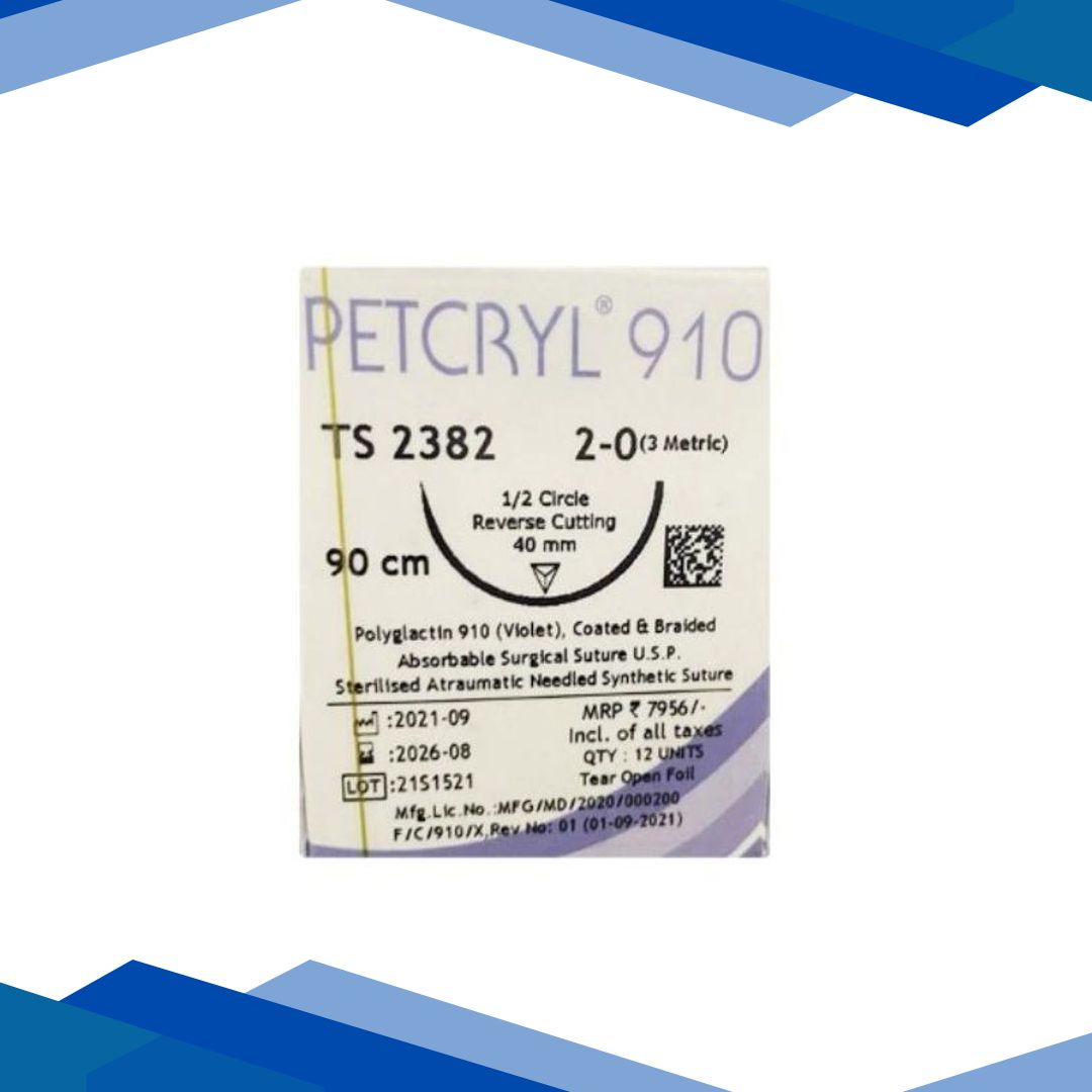 Dolphin Petcryl Polyglactin 910 Coated & Braided Suture (TS 2382) (2-0) (90 cm) – Violet