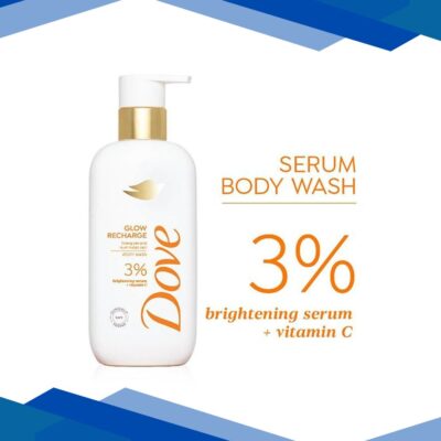 Dove 3% Brightening Serum + Vitamin C Glow Recharge Serum Body Wash, 300 ml