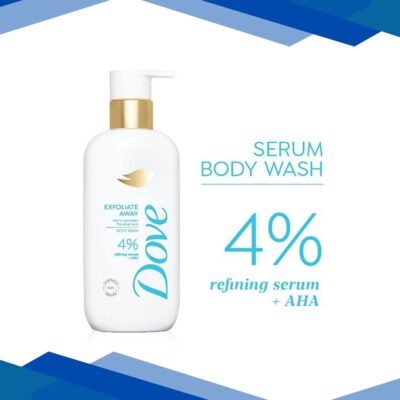 Dove 4% Refining Serum + AHA Exfoliate Away Serum Body Wash, 300 ml
