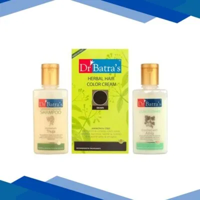 Dr Batra’s Dandruff Cleansing Shampoo 100 ml + Herbal Hair Color Cream – Brown 120 gm + Conditioner 100 ml