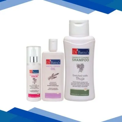 Dr Batra’s Dandruff Cleansing Shampoo 500 ml + Hair Fall Control 200 ml + Hair Fall Control Serum 125 ml
