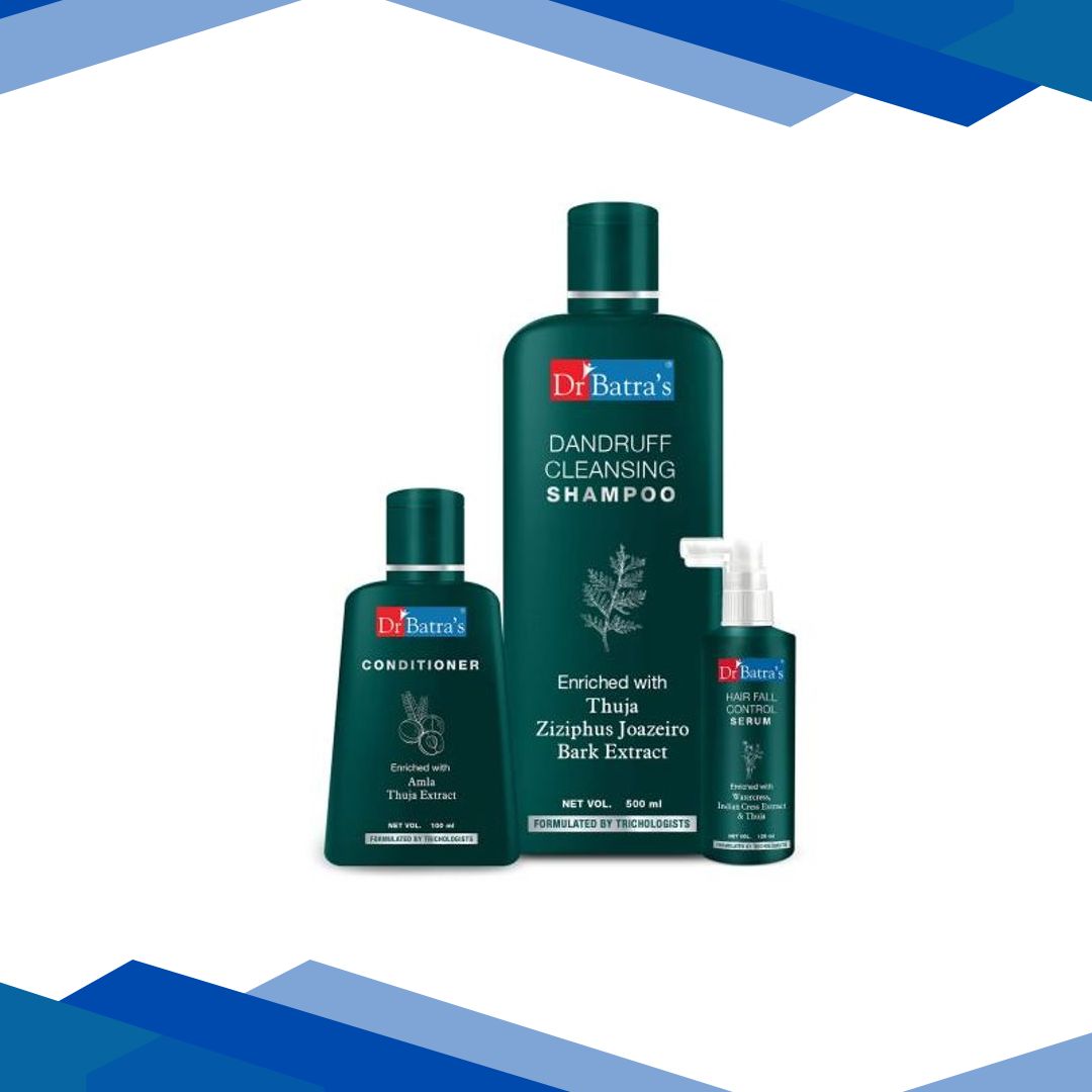 Dr Batra’s Dandruff Cleansing Shampoo 500 ml + Hair Fall Control Serum 125 ml + Conditioner 100 ml