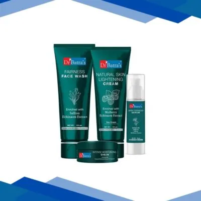 Dr Batra’s Fairness Face Wash 200 gm + Natural Skin Lightening Cream 100 gm + Skin Fairness Serum 50 gm + Intense Moisturizing Cream 100 gm