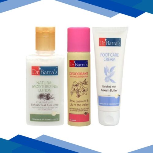Dr Batra’s Natural Moisturizing Lotion 100 ml + Deodorant 100 ml + Foot Care Cream 100 gm