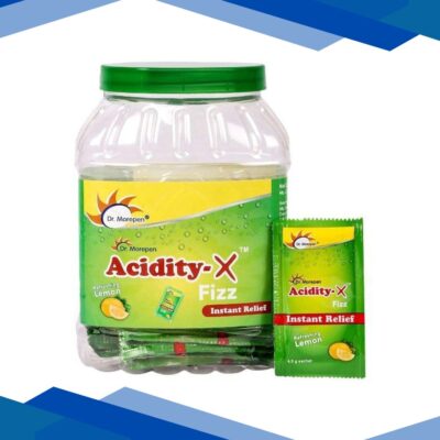Dr. Morepen Acidity-X Fizz Instant Gas Relief – Refreshing Lemon Flavour Sachets 50’s