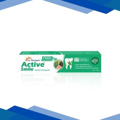Dr. Morepen Active Smile Herbal Toothpaste with Neem, Clove & Menthol 100 gm Free Bamboo Toothbrush (Worth 99)