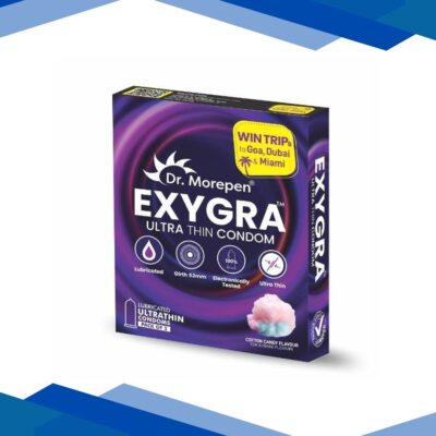 Dr. Morepen Exygra Ultrathin Lubricated Condom – Cotton Candy Flavour 3’s
