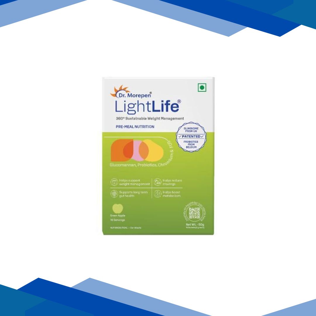 Dr. Morepen LightLife Pre-Meal Nutrition Sachets – Green Apple Flavour (Pack Of 10 x 5 g)