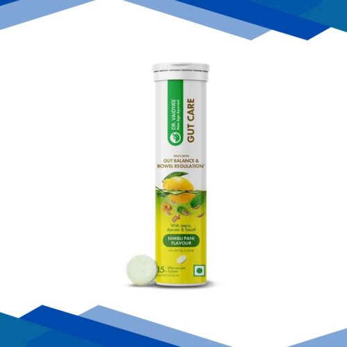 Dr. Vaidya’s Gut Care Effervescent Tablets – Nimbu Pani Flavour 15’s