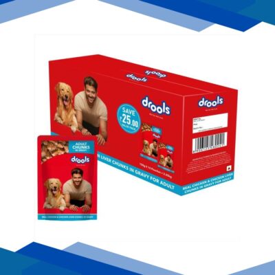 Drools Adult Wet Dog Food, Real Chicken and Chicken Liver Chunks in Gravy, 15 Pouches (15 x 150g) 2250 gm