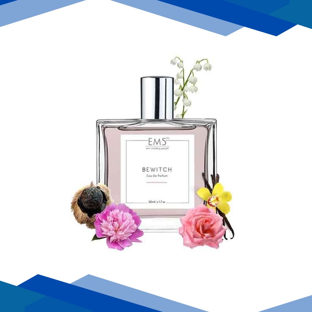 EM5 Bewitch Perfume for Women -Eau De Parfum Spray, Sweet Vanilla Fruity Rose Floral 50 ml