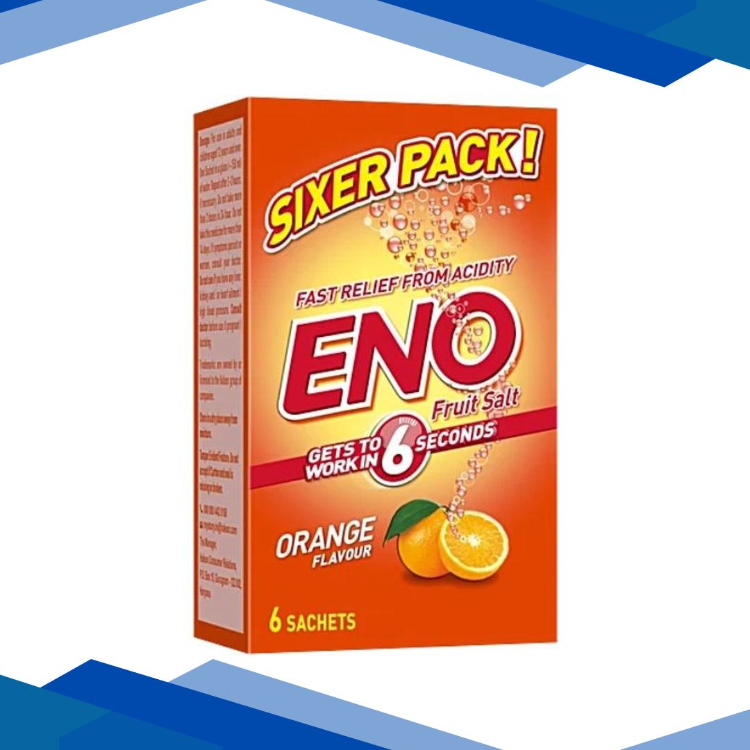 Eno Fruit Salt Powder – Orange Flavour (Pack of 6 x 5 gm) 1 s