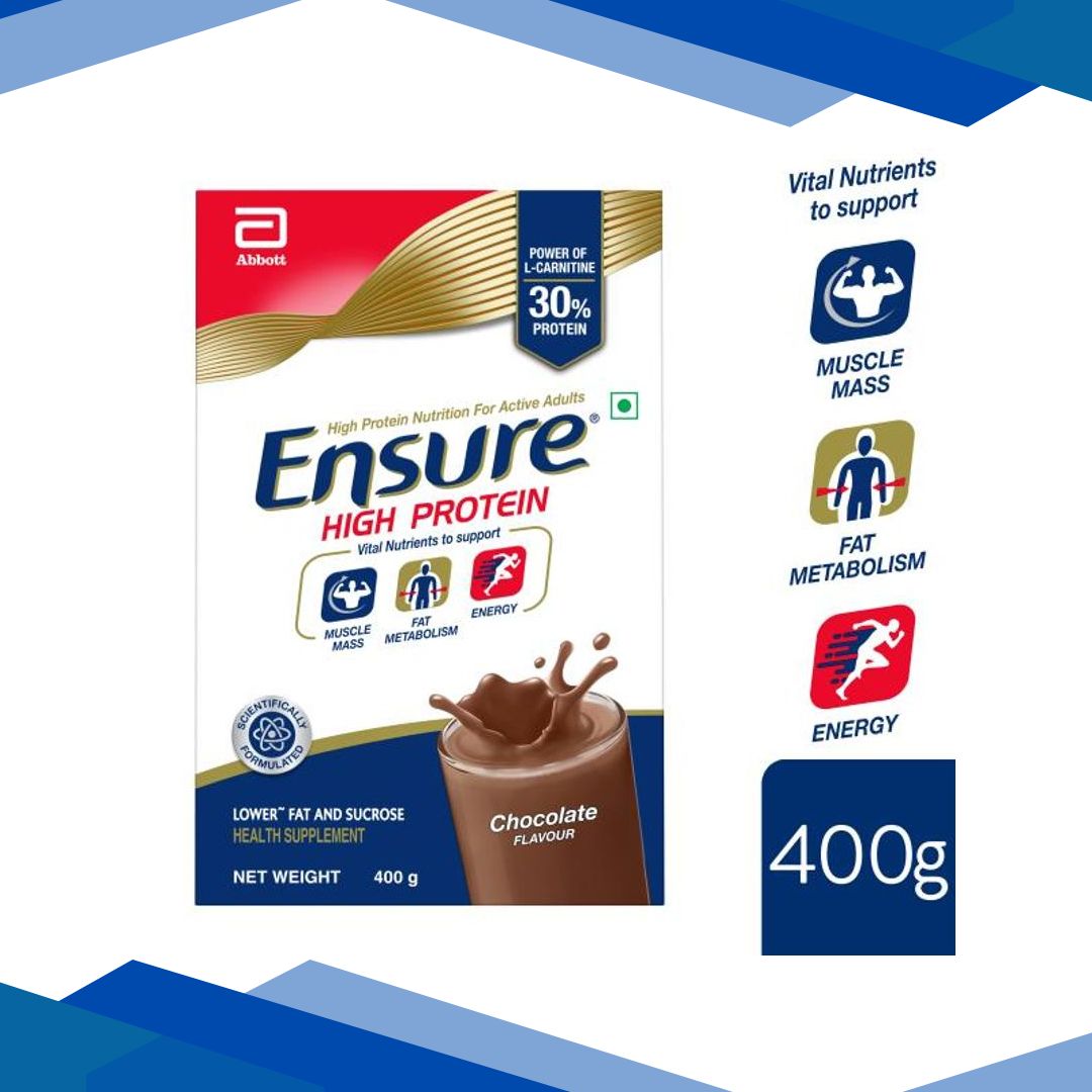 Ensure High Protein Nutrition Powder – Chocolate Flavour 400 gm (Refill Pack)