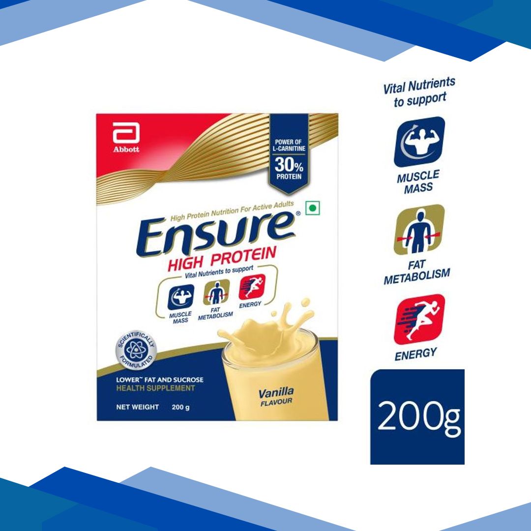 Ensure High Protein Nutrition Powder – Vanilla Flavour 200 gm (Refill Pack)