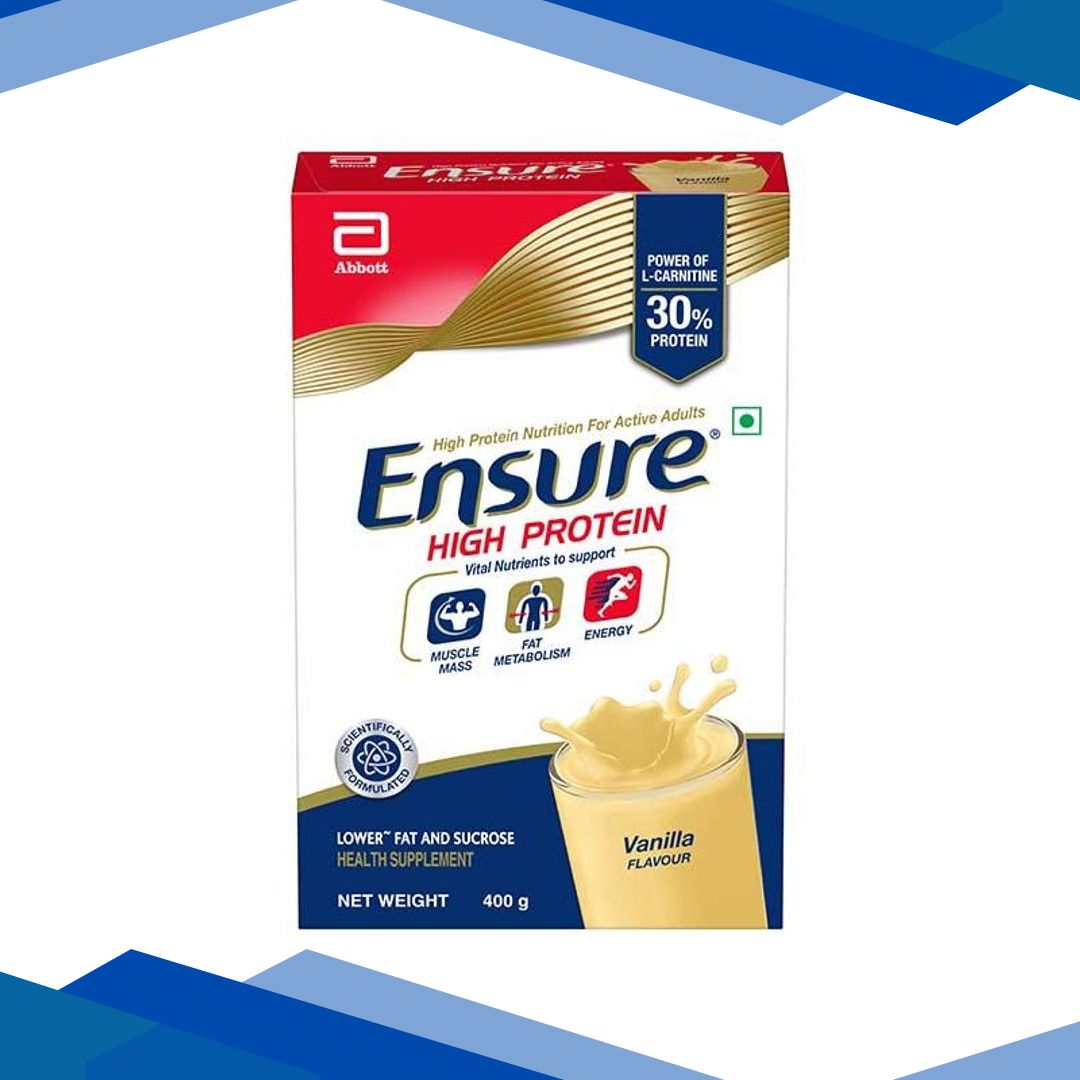 Ensure High Protein Nutrition Powder – Vanilla Flavour 400 gm (Refill Pack)