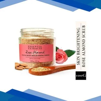 Essentia Extracts Face & Body Brightening Scrub – Rose Almond 100 gm