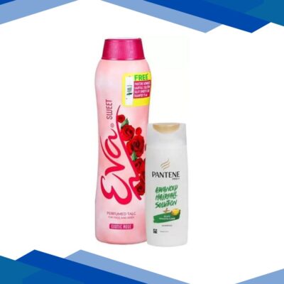 Eva Perfumed Talc – Sweet-Exotic Rose 400 gm (Free Pantene Shampoo 75 ml)