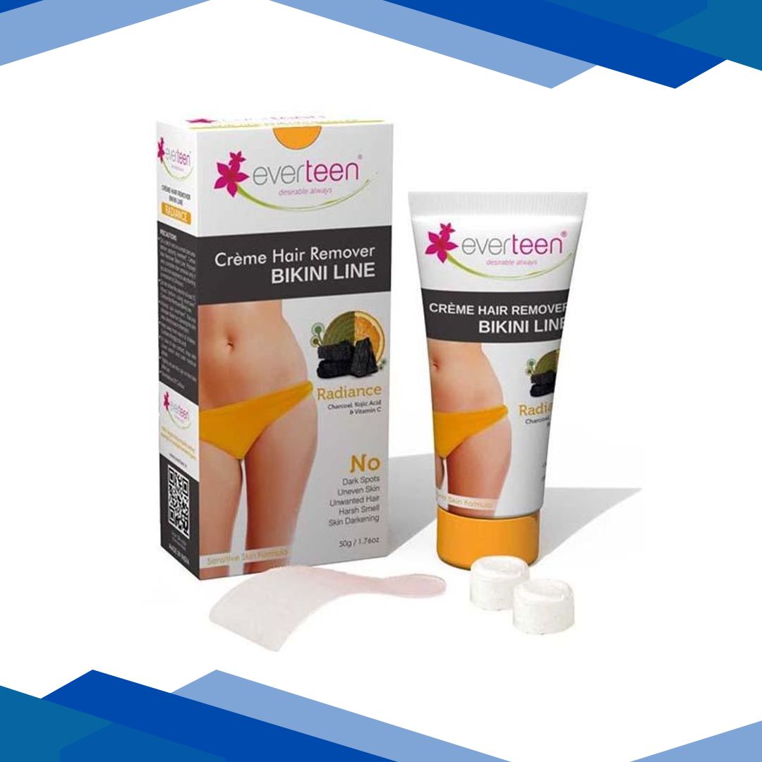 everteen RADIANCE Bikini Line Hair Remover Creme with Charcoal, Kojic Acid and Vitamin C 50 gm