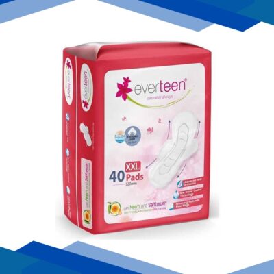 everteen XXL Sanitary Napkin Pads with Cottony-Soft Top Layer for Women, Enriched with Neem and Safflower – 1 Pack (40 Pads, 320mm) 1’s