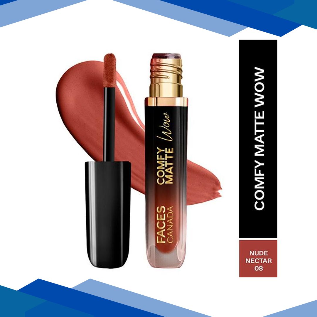 Faces Canada Comfy Matte Wow Liquid Lipstick – Nude Nector 08 3.8 ml