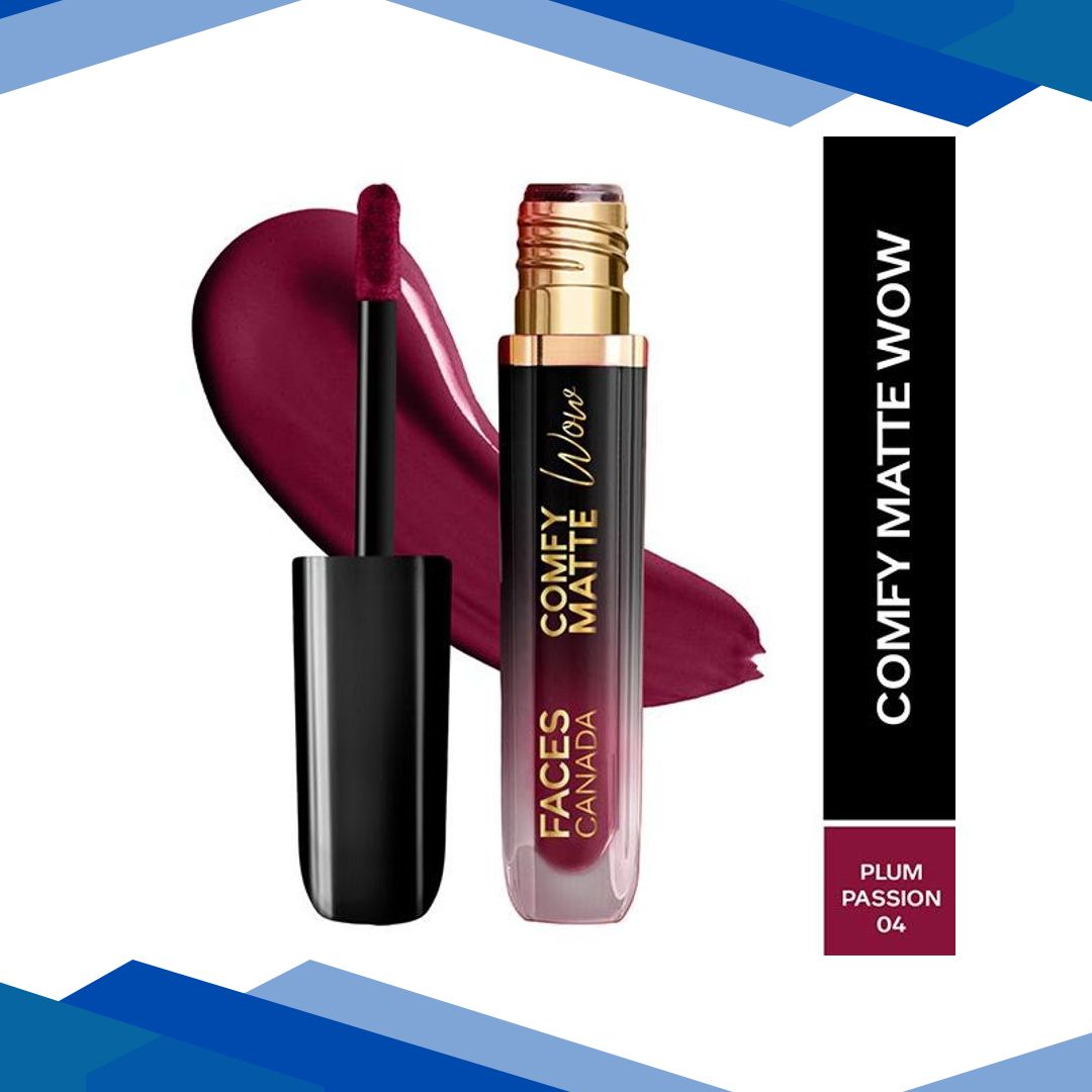 Faces Canada Comfy Matte Wow Liquid Lipstick – Plum Passion 04 3.8 ml