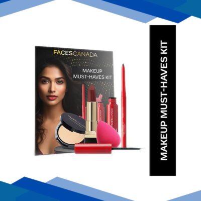 Faces Canada Makeup Must-Haves Kit – Kajal, Lipstick, Compact, Eyeliner, Beauty Blender 1’s