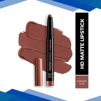 Faces Canada Ultime Pro Hd Intense Matte Lips + Primer – Caramel N03, 9Hr Long Stay 1.4 gm