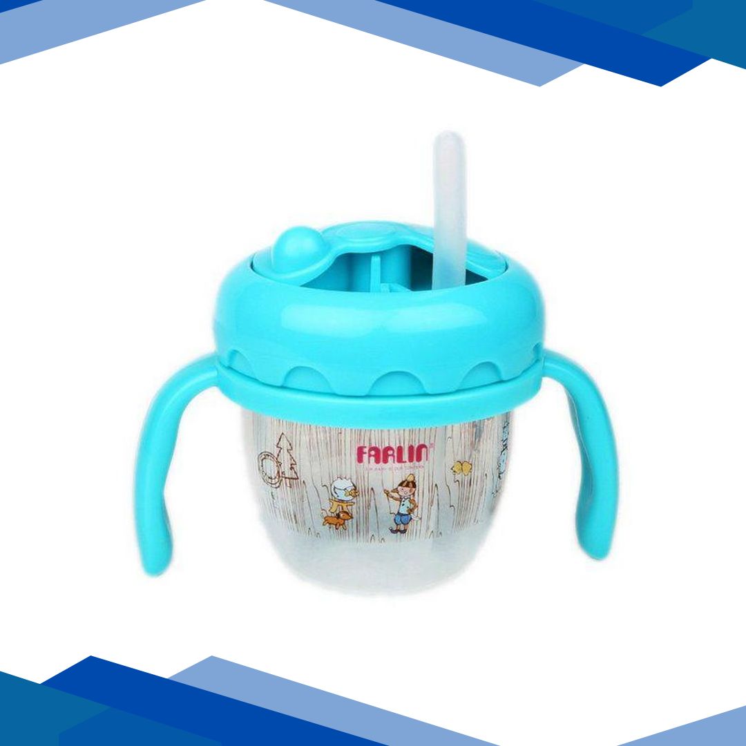 Farlin Gulu Gulu Straw Drinking Cup – Blue 120’s