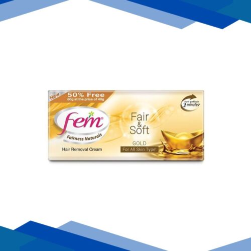 Fem Fairness Naturals Fair & Soft Hair Removal Cream for All Skin Type – Gold 40 gm