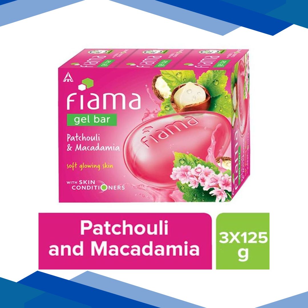 Fiama Gel Bathing Bar – Patchouli & Macadamia (Pack of 3 x 125 gm)