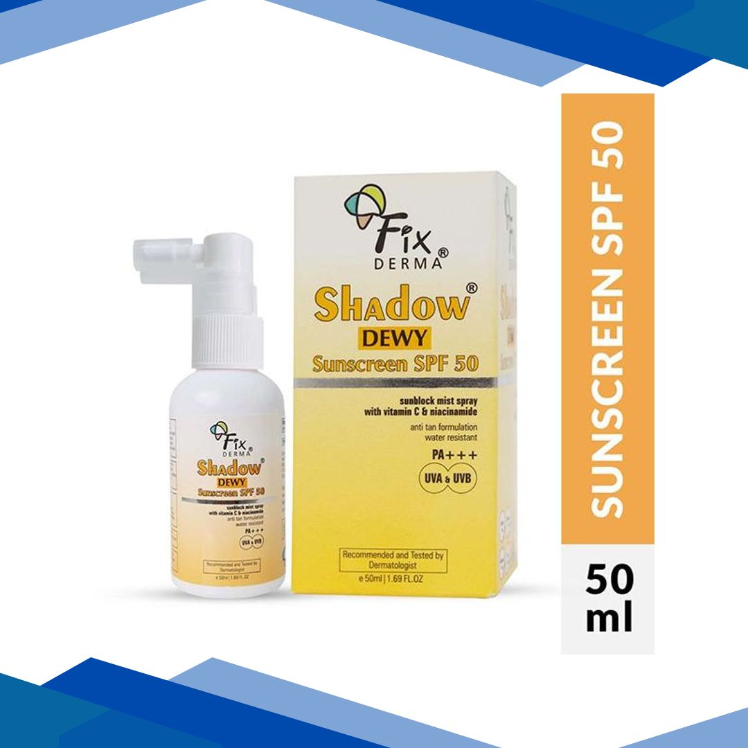 Fixderma Shadow Dewy Sunscreen SPF 50 Spray PA+++ for UVA and UVB Protection 50 ml